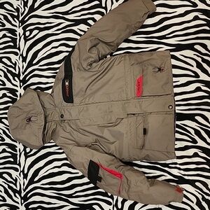 Spyder Kids' Tan Puffer Jacket with Red and Black Details